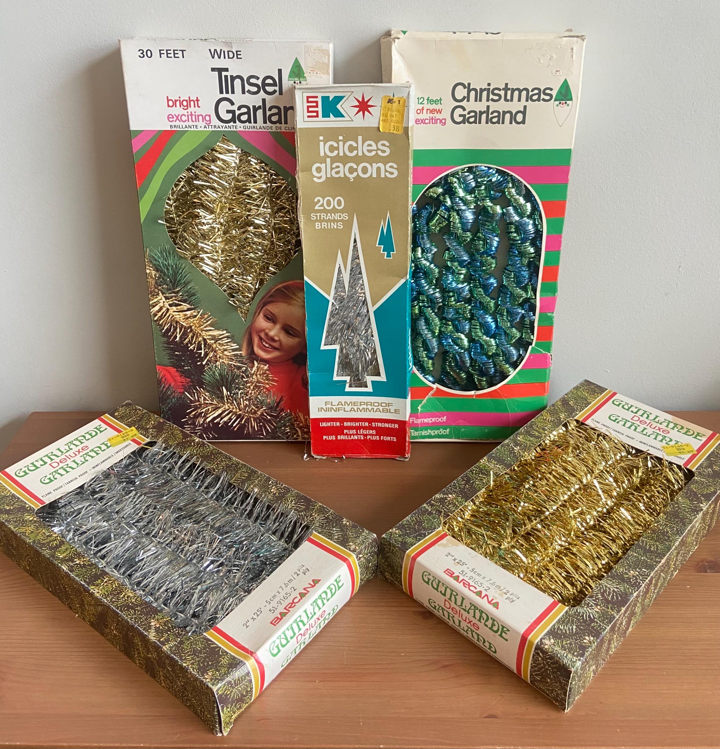 Vintage Christmas Tinsel and Garland - All in Original Vintage