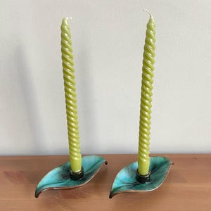 Vintage ceramic BMP candle holders - 6.5” L x 3.2” W - blue mountain pottery - retro ceramic unique candle bases