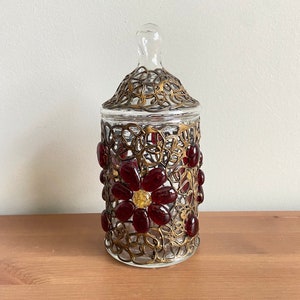 Vintage hand made crafted storage jar - 1980s jar with lid - unique storage