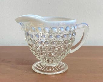 Vintage Fenton glass cream pour - milky dot glass pour