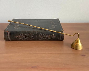Vintage brass twist candle snuffer - fall decor - shelf decor - 9.2” long