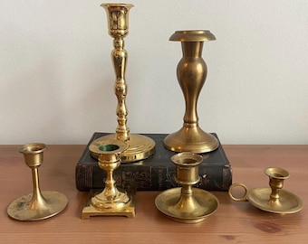 Vintage brass candle holders - individual candle bases - individually priced - fall brass decor - retro decor