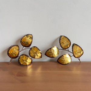 Vintage mixed metal leaf wall hangings - 8.2” L x 6” w - retro metal leaves