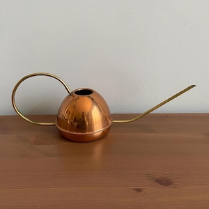Vintage brass and copper small mcm watering can - 15” L x 4” t x 4.5” w - retro mcm shelf decor
