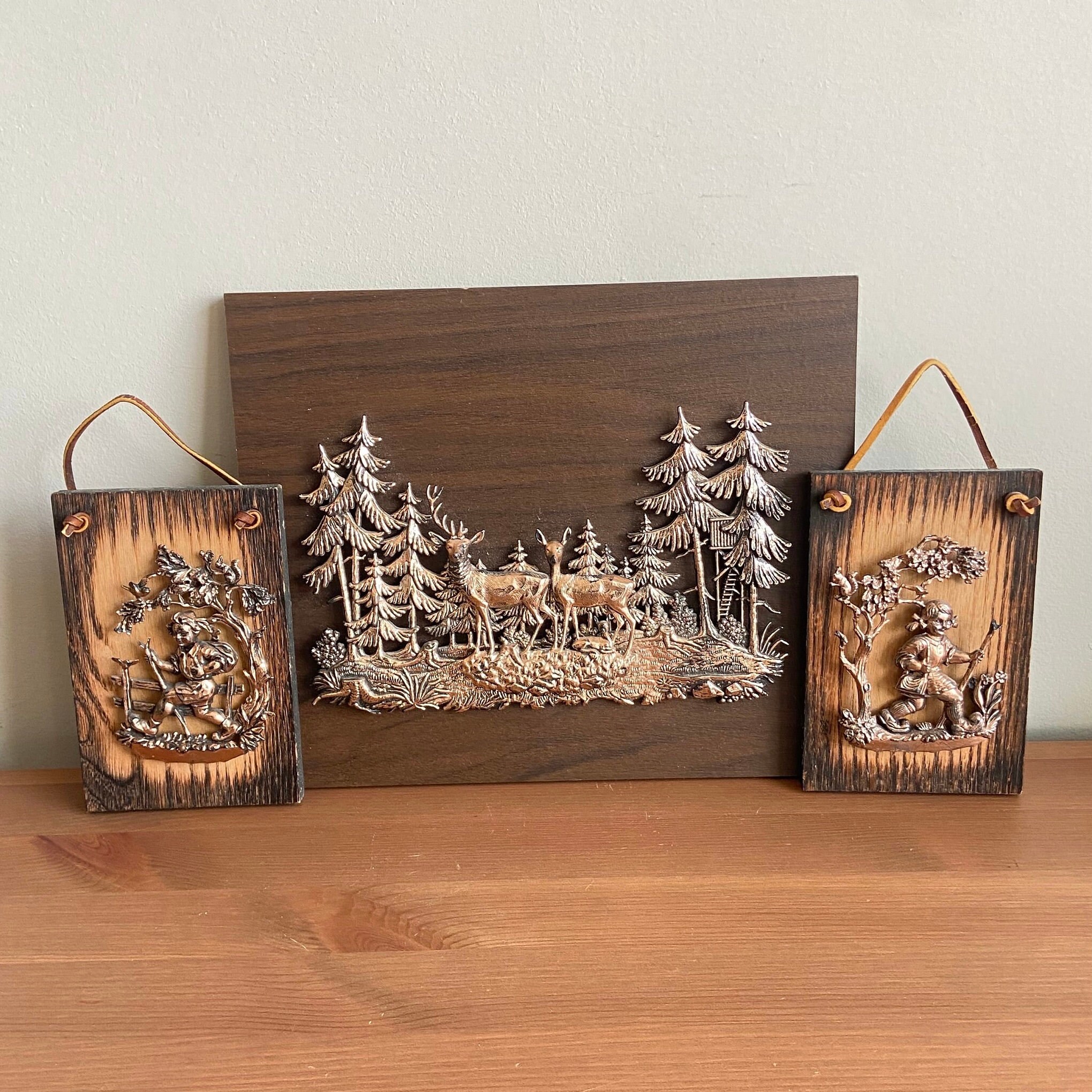 家具 Vintage 3D Wood ART Vintage 70s 3D Metal & Wood Wall Art Set - Etsy