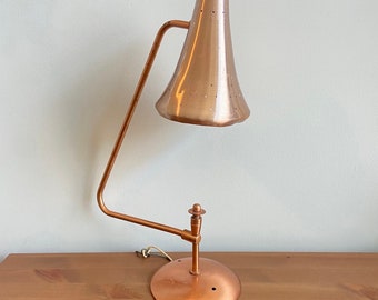 Vintage copper hard wired wall mountabable light - currently wired for plug in to use as a desk lamp