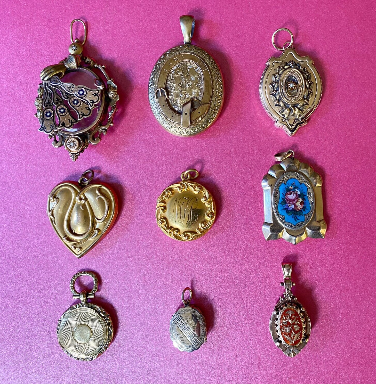 Antique Gold Locket. One of a Kind Folding Doublesided