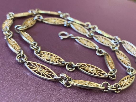 Antique Fancy Link Chain - European Gold Over Sil… - image 1