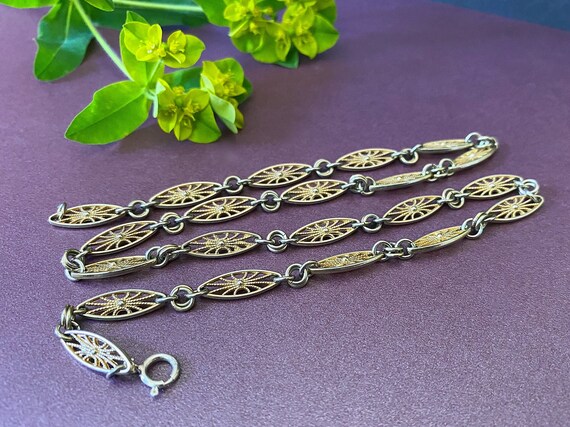 Antique Fancy Link Chain - European Gold Over Sil… - image 5