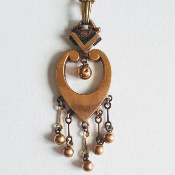 Victorian Gold Heart Pendant, American Circa 1870… - image 4