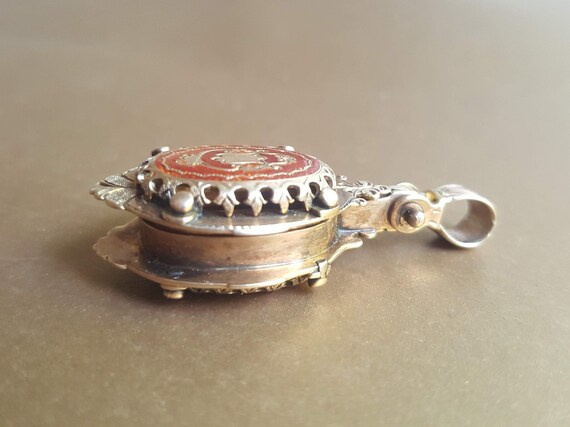 Antique Rose Gold Enamel Scent Locket Fob, Neckla… - image 3