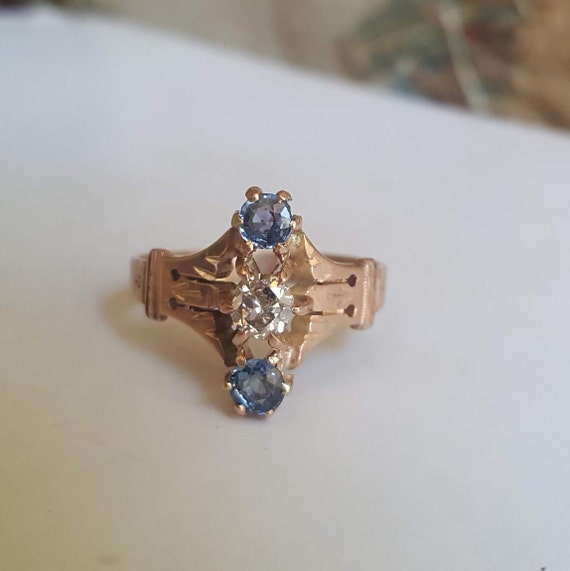 Sparkling Periwinkle Sapphire, Rose Gold, Victori… - image 4