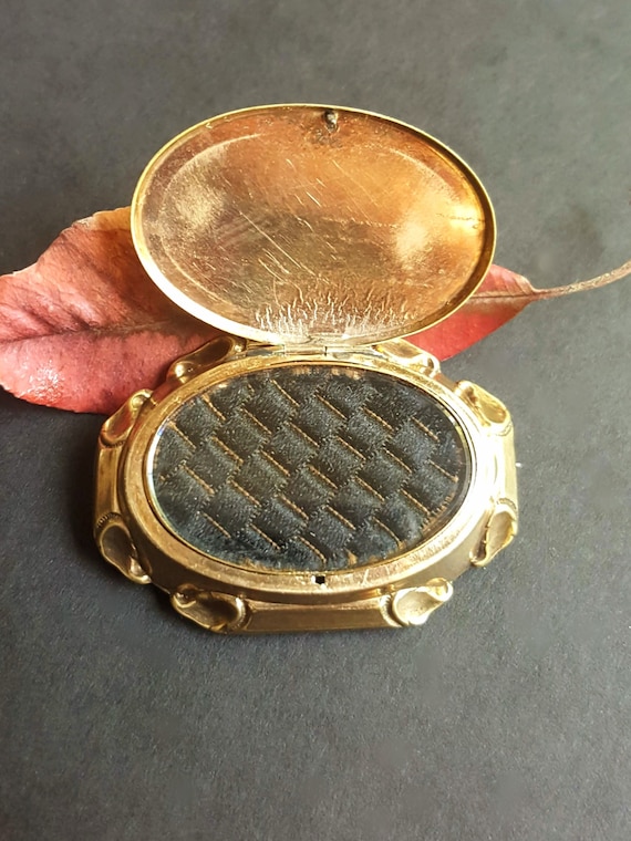 Antique Rolled Gold Locket Brooch. Large Hand Engr