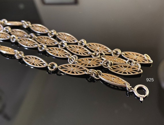 Antique Fancy Link Chain - European Gold Over Sil… - image 2