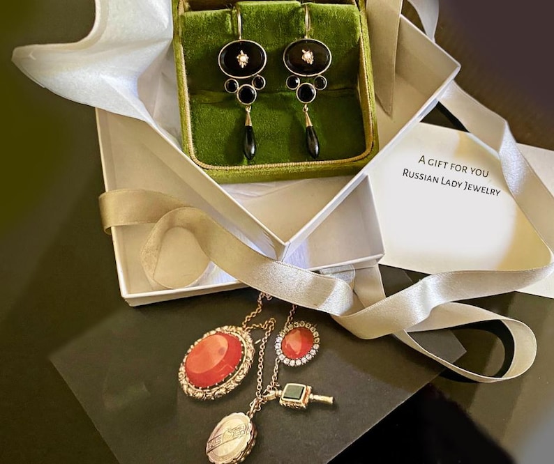 Antique Victorian Mourning Earrings | Onyx, Seed Pearl, Gold Fill Dangles image 8
