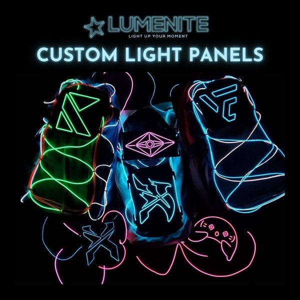 CUSTOM Light Panel for Hydropacks, Backpacks | Unique Rave Festival & Concert Neon Accessory, for Raver Outfit, EDM Plur Gifts | LUMENITE