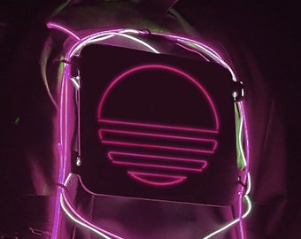 SUN Vaporwave Light Panel for Hydropacks Backpacks | Unique Rave Festival and Concert Neon Accessory | Gift for Raver, PLUR Lover | LUMENITE