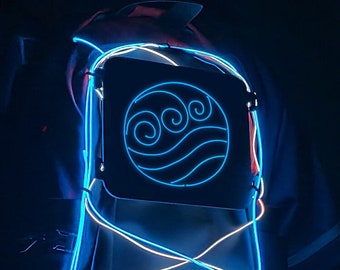 WATER Tribe Light Panel for Backpacks, Hydropacks | Unique Rave Festival and Concert Neon Accessory | Gift for Raver, PLUR Lover | LUMENITE
