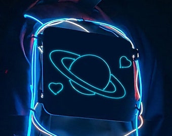 SATURN Heart Light Panel for Hydropacks, Backpacks | Unique Rave Festival and Concert Neon Accessory | Gift for Raver, PLUR Lover | LUMENITE