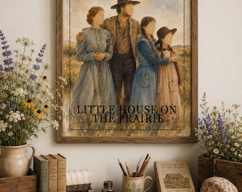 Little House on the Prairie Watercolor Painting, Wall Art, Laura Ingalls Quote