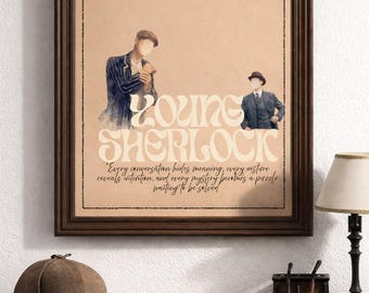 Stampa del giovane Sherlock Holmes, quadro vintage da parete a tema detective (download digitale)