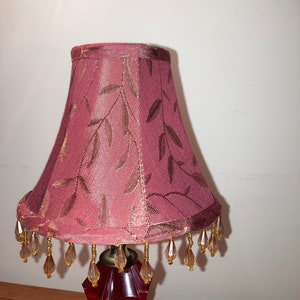 Vintage beaded fringed tassel maroon wine color clip on lampshade vintage design fabric lampshade fancy elegant lampshades dark lampshade