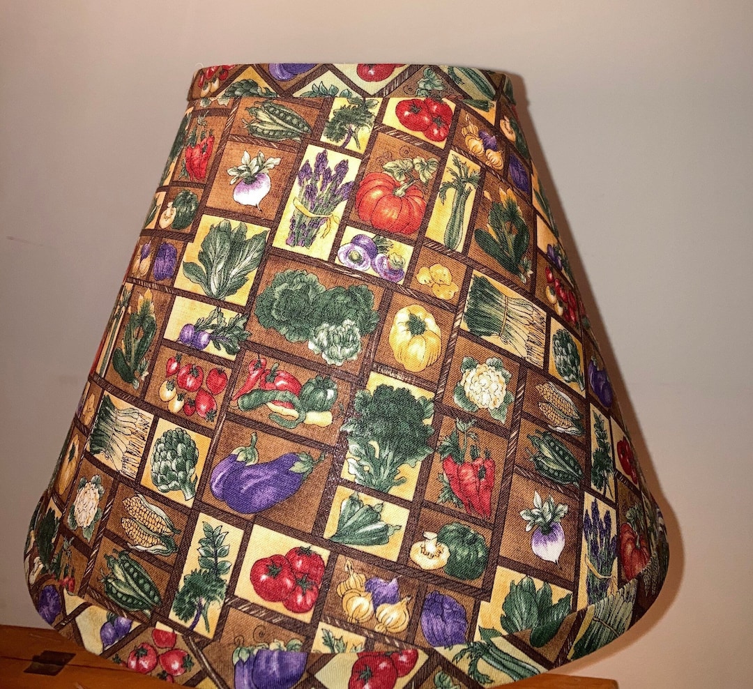 Vintage Vegetable Lampshade Kitchen Lampshade Clip on Lampshade Food Lampshade Diner Lampshade
