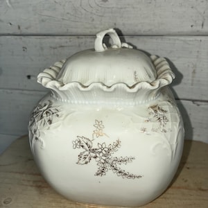 antique biscuit cracker jar floral pattern collectible