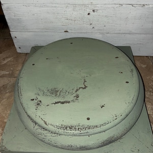 antique wood architectural salvage wood column base green primitive decor rustic shabby farmhouse country
