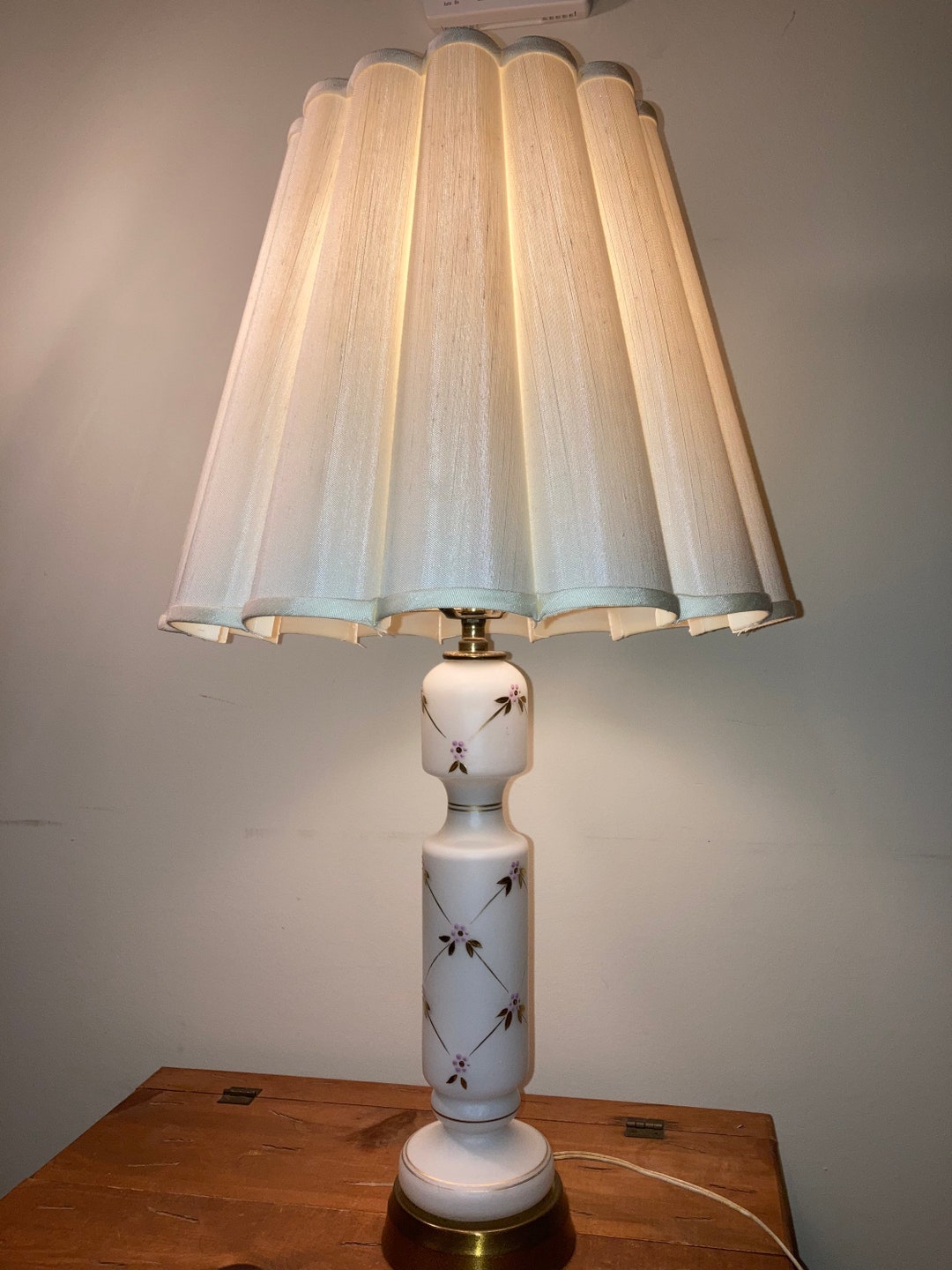 Vintage Glass Lamp Floral Glass Lamp Vintage Flower Lamp Bohemian Czech