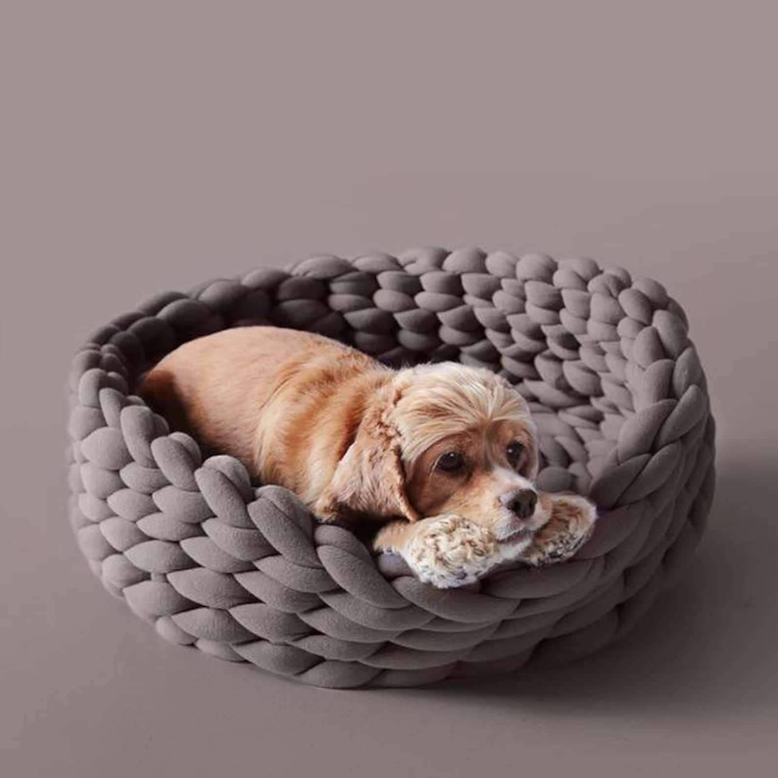 Cute Chunky Knit Cat Bed Woven Cat Bed Cotton Knitted Cat Etsy