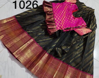 Trendy Wear wedding Kids Lehenga/Pure Lichi Silk With Beautiful Latkan/Wedding-Party Wear Dress For Girls/Gift For Baby/Kids lehenga D641