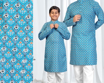 Matching Family Cotton Kurta Pajama Set: Ethnic Wedding Outfit