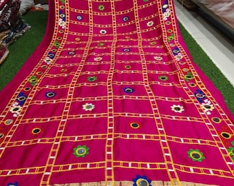 Mirror Work Gamthi Dupatta: Semi Gajji Lagadi Patta, Navratri Wedding Wear