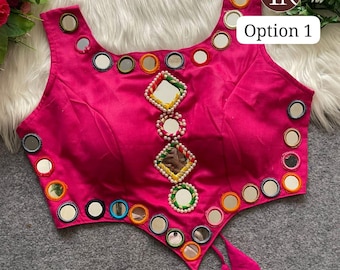 Navratri Mirror Work Blouse: Hand-Stitched Rayon Cotton Dandiya Top