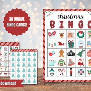 Christmas Bingo, Christmas Bingo Printable, Christmas Bingo Cards, Work Holiday Bingo, Christmas Games for Family, Winter Bingo