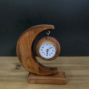 Wooden Table Clock,Handmade Decorative Cube Clock, Wood Desk Clock, Unique Table Clock, Small Desk Clock