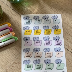 Koala Bill Reminder Functional Planner Stickers | Character, Deco, Bullet Journaling | Stationary Stickers
