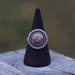 Fire Opal Sterling Silver Statement Ring | Handmade - Size 6.75