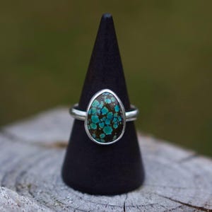 Turquoise Sterling Silver Statement Ring | Handmade - Size 7