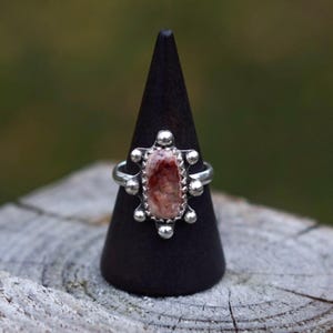 Fire Opal Sterling Silver Statement Ring | Handmade - Size 6.75