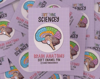Brain Anatomy Soft Enamel Pin - 35mm - Psychology Pin, Science Pin, Gift for Scientist, Neurology, Psychologist, Neurologist, Christmas Gift