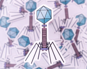Virus Bacteriophage Waterproof Sticker - Biology, Microbiology,Gift for Biologist, Student Gift, Stickers for Students, STEM, Laptop Sticker
