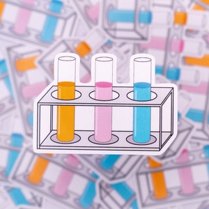 Test Tube Rack Waterproof Sticker - Lab Equipment, Gift for Chemist, Biologist, Stickers for Students, STEM, Laptop Sticker, Experiments
