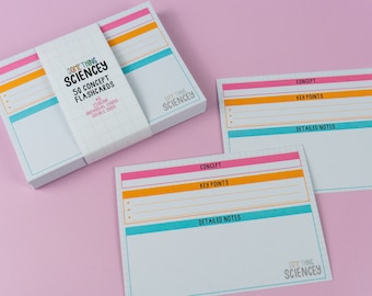 Concept Flashcards - A6, 50, Double Sided, 250GSM - Bright, Colourful, Revision Cards, Theory, Papers, Concepts, Psychology, Exam