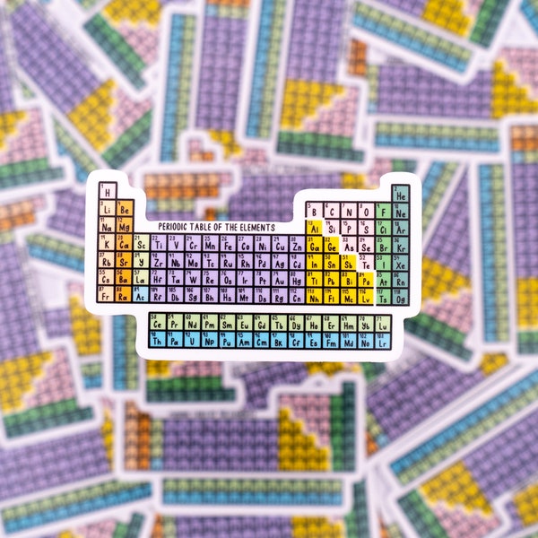 Periodic Table of the Elements Waterproof Sticker - Lab Work, Gift for Chemist, Chemistry, Stickers for Students, STEM, Laptop Sticker