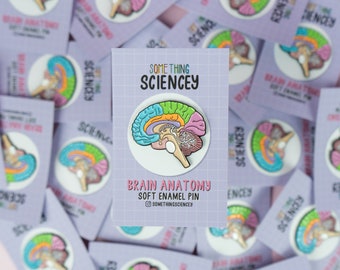 Brain Anatomy Soft Enamel Pin - 35mm - Psychology Pin, Science Pin, Gift for Scientist, Neurology, Psychologist, Neurologist, Christmas Gift