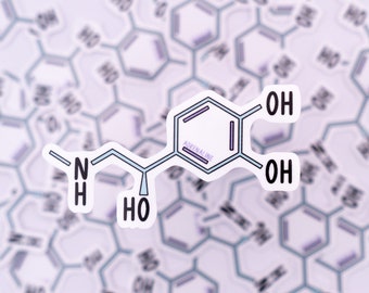 Adrenaline Structure Waterproof Sticker - Psychology, Neurology, Gift for Psychologist, Sticker for Student, Laptop Sticker,Neurotransmitter