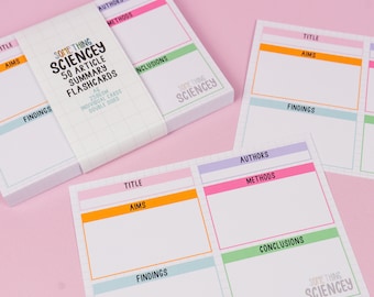 Scientific Article Summary Flashcards - A6, 50, Double Sided, 250GSM - Bright, Colourful, Revision Cards, Theory, Papers, Concepts, Exam
