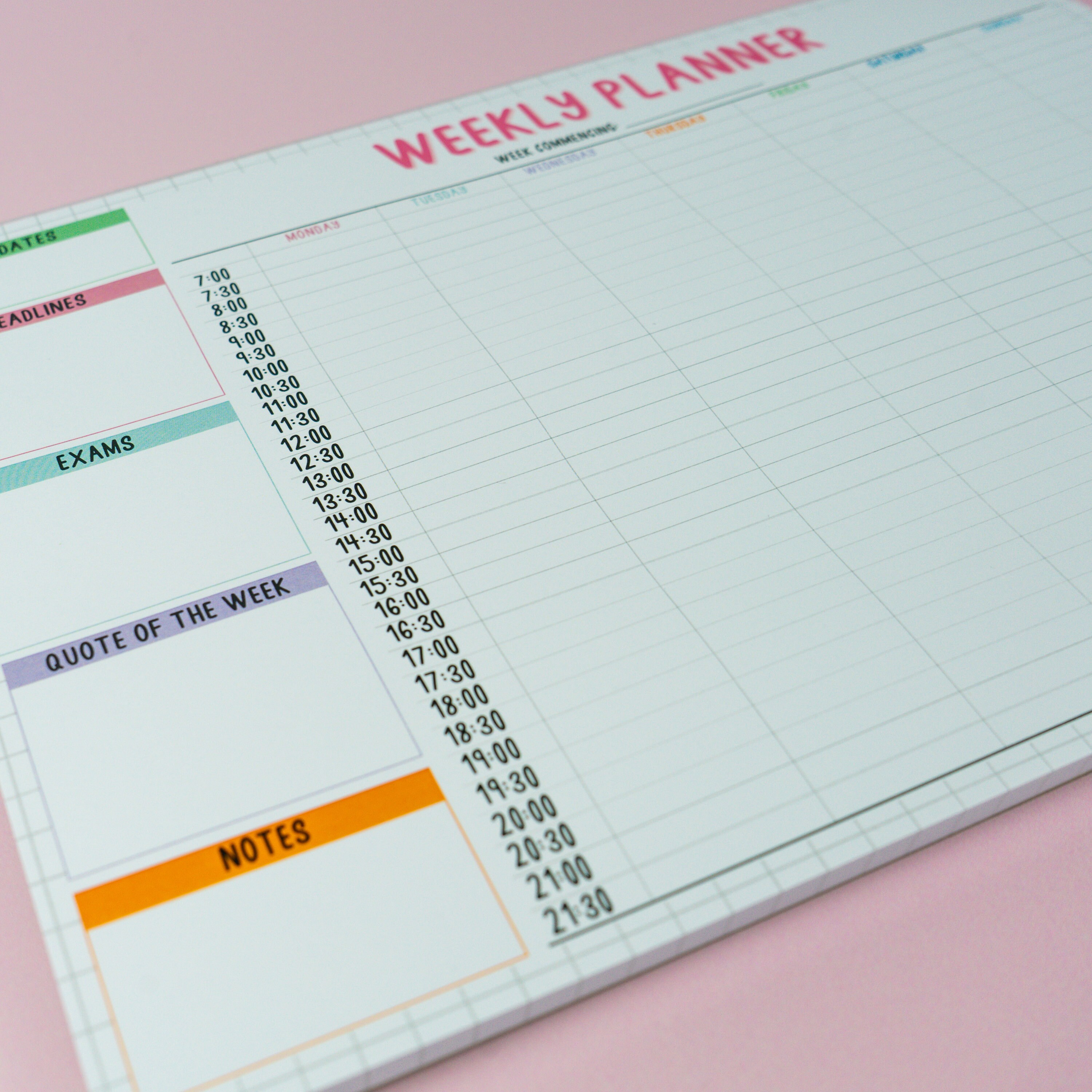 Weekly Planner Pad - A4, Colourful, Weekly Organisation, Notepad - Gift ...